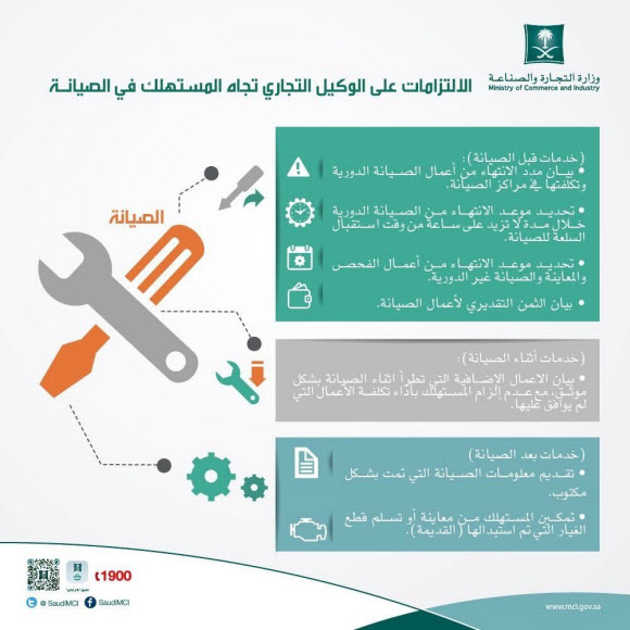 الالتزامات على الوكيل التجاري تجاه المستهلك في الصيانة