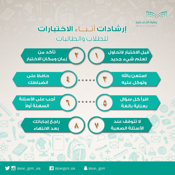 إرشادات للطلاب والطالبات أثناء الاختبارات