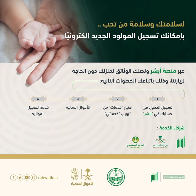 الأحوال المدنية تحدِّد طريقة الاستفادة من خدمة «تسجيل المواليد»